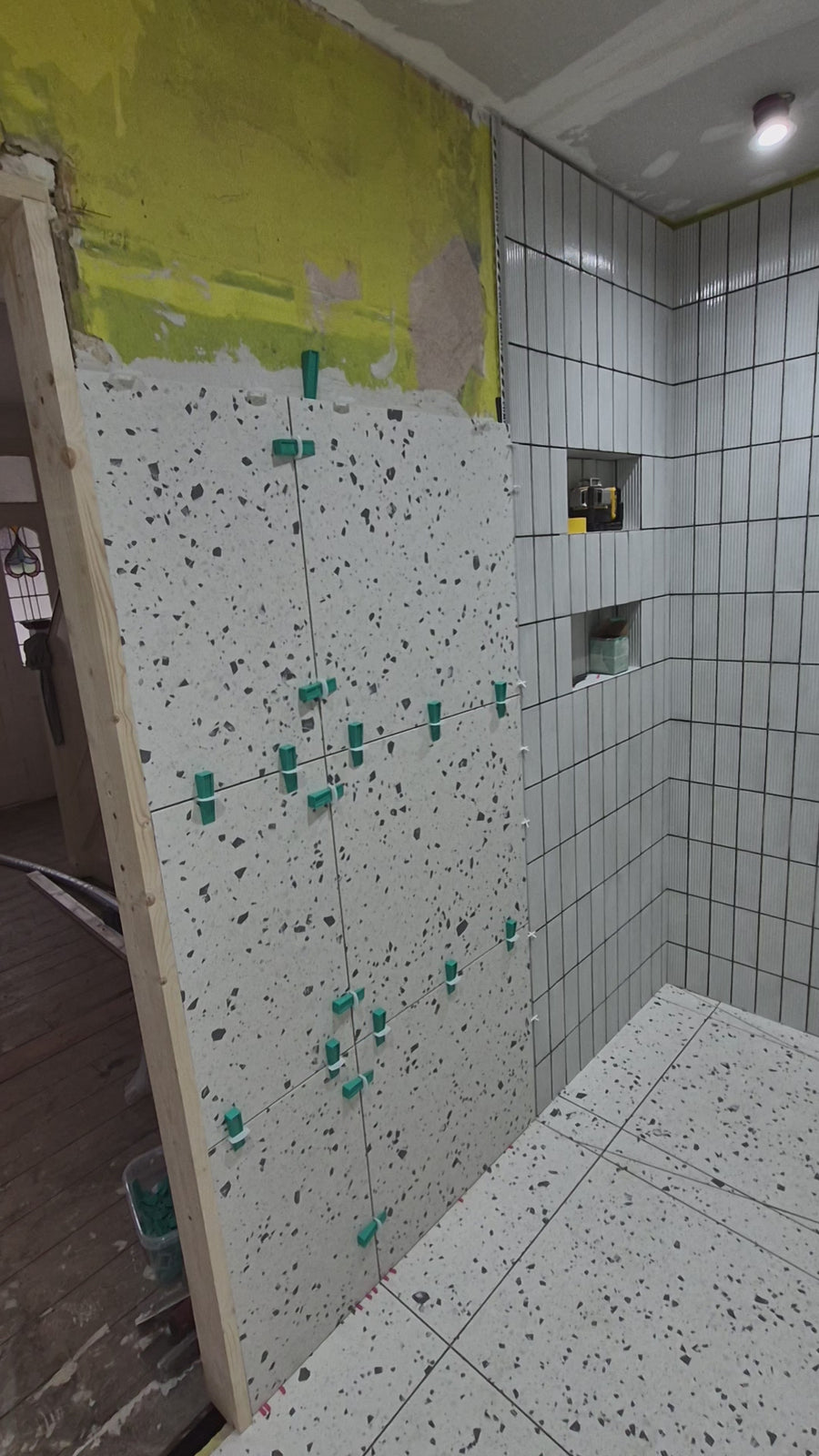 Video walk-round of the new wall and floor tiling