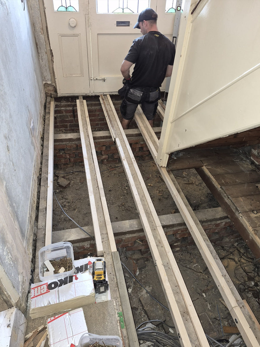 New timbers laid along the hallway