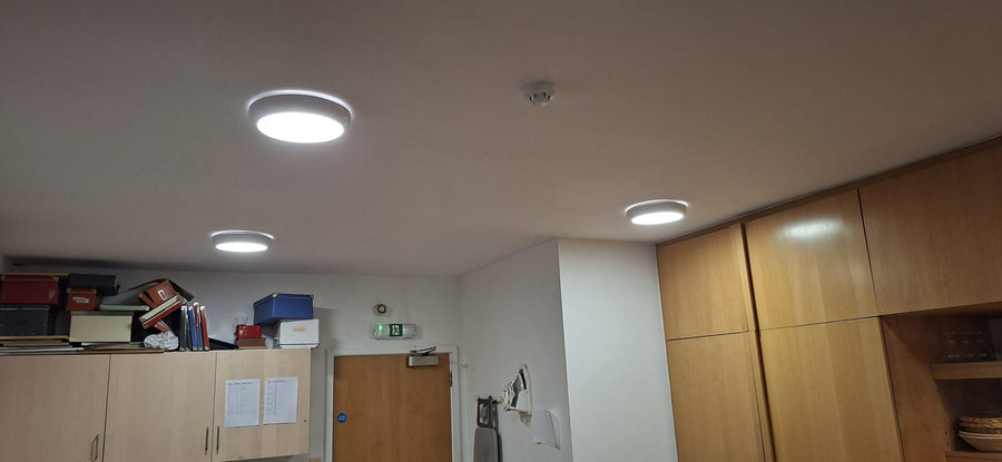 Slim LED ceiling lights in a side room