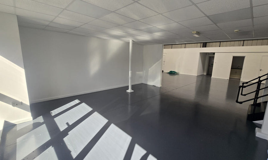 The fitted-out unit, looking towards the mezzanine