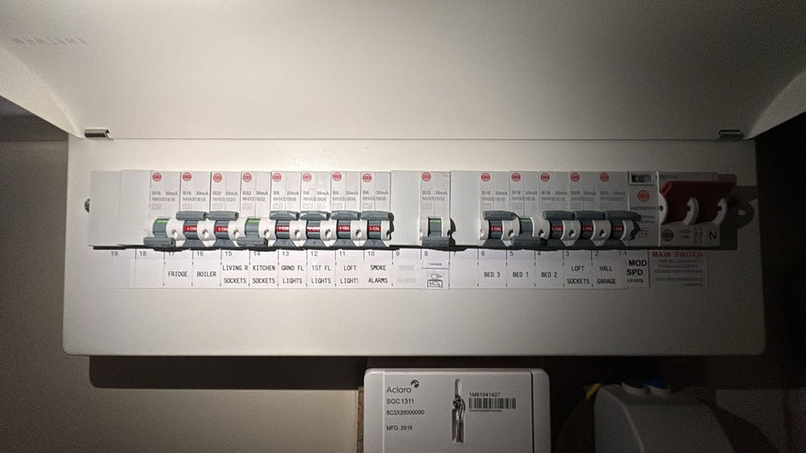 A replacement consumer unit with labelled circuits
