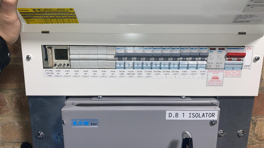 A distribution board with its own labelled isolator
