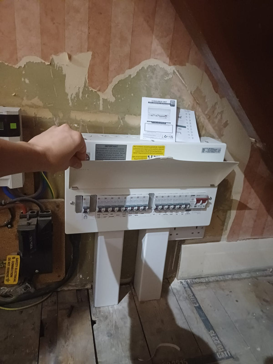 A new consumer unit fitted under the stairs
