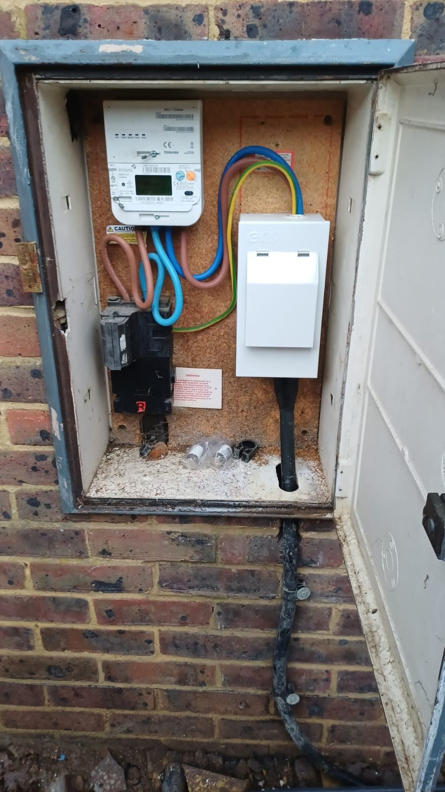 A new isolator fitted beside the electricity meter