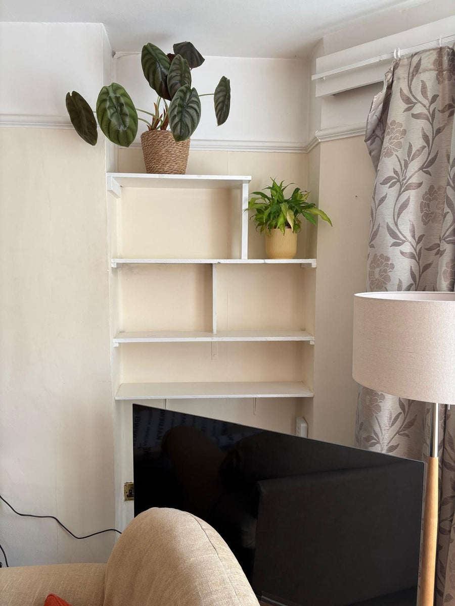Painted alcove shelving