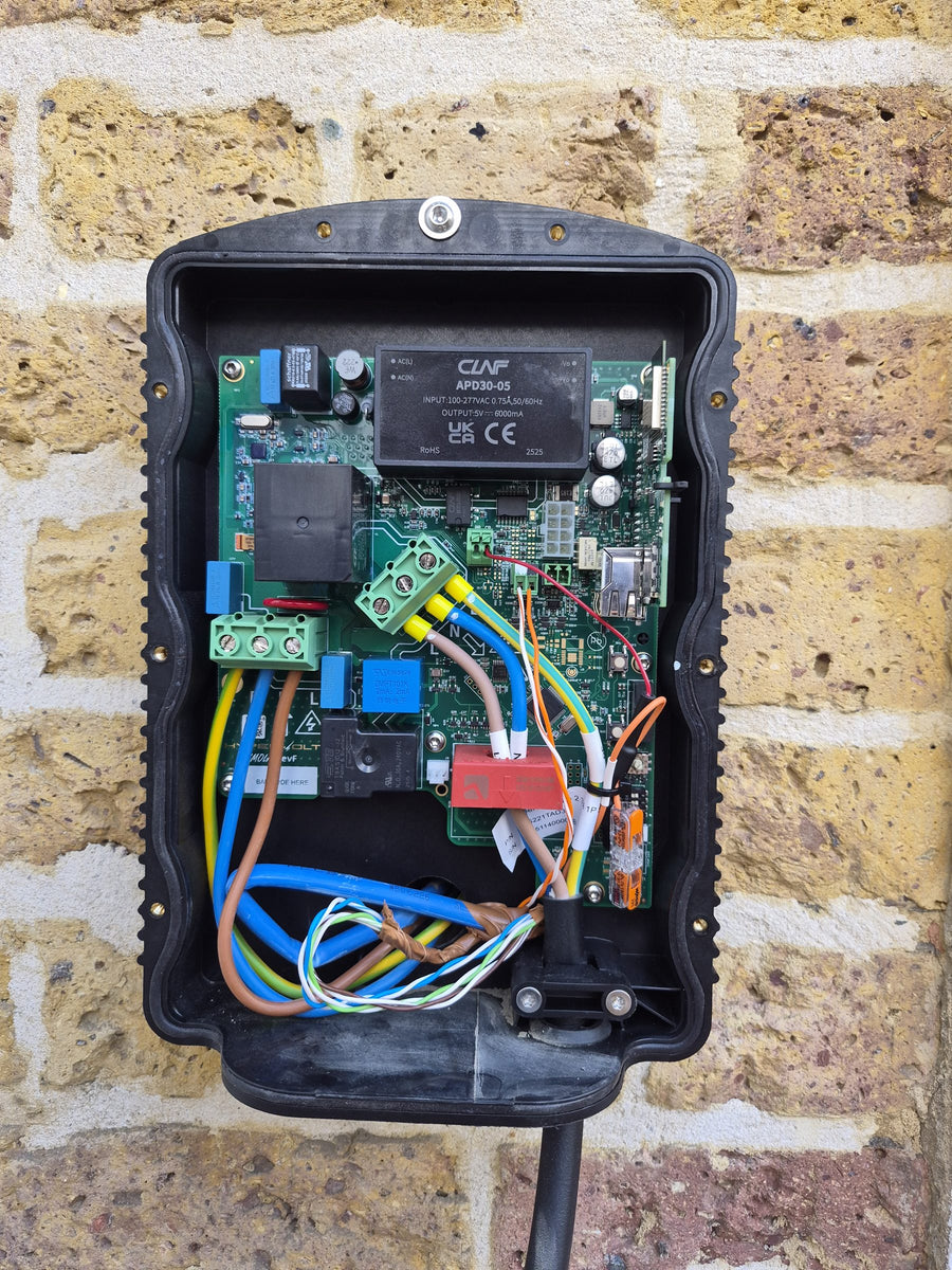 Wiring terminated inside the new charger