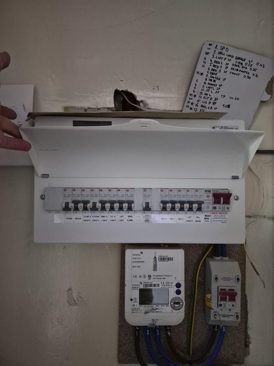 The new consumer unit with a surge protection device