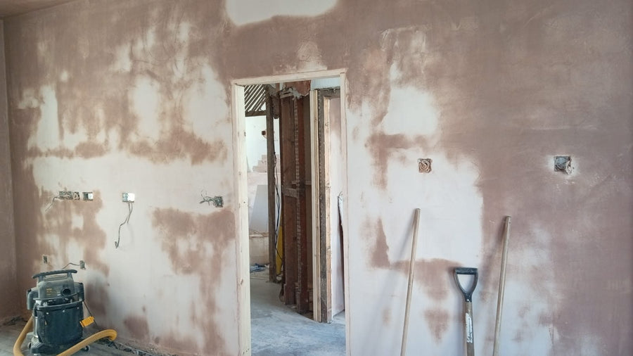 Back boxes ready for new sockets after replastering