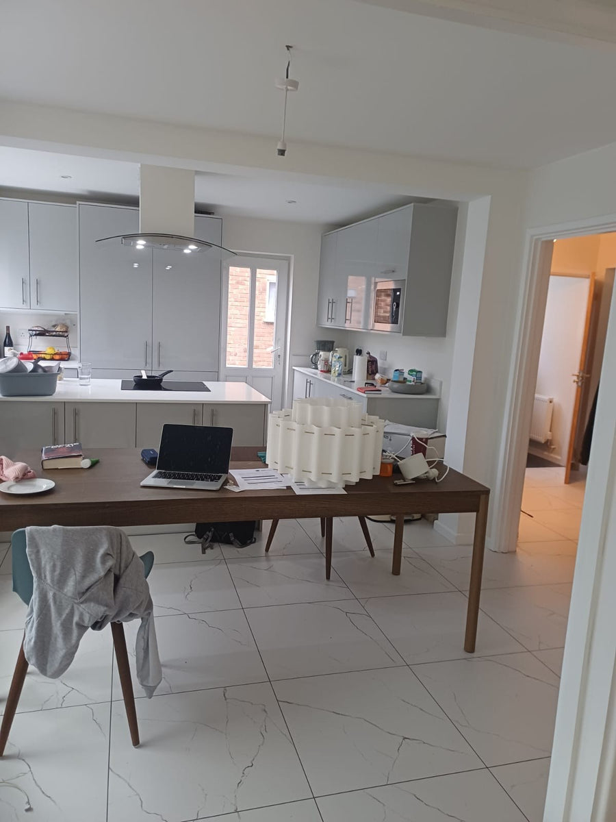 The open-plan kitchen and dining space