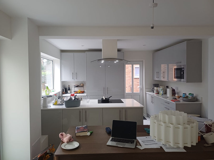 The finished open-plan kitchen