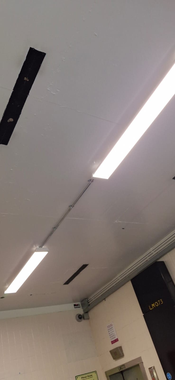 LED batten lights in a communal area
