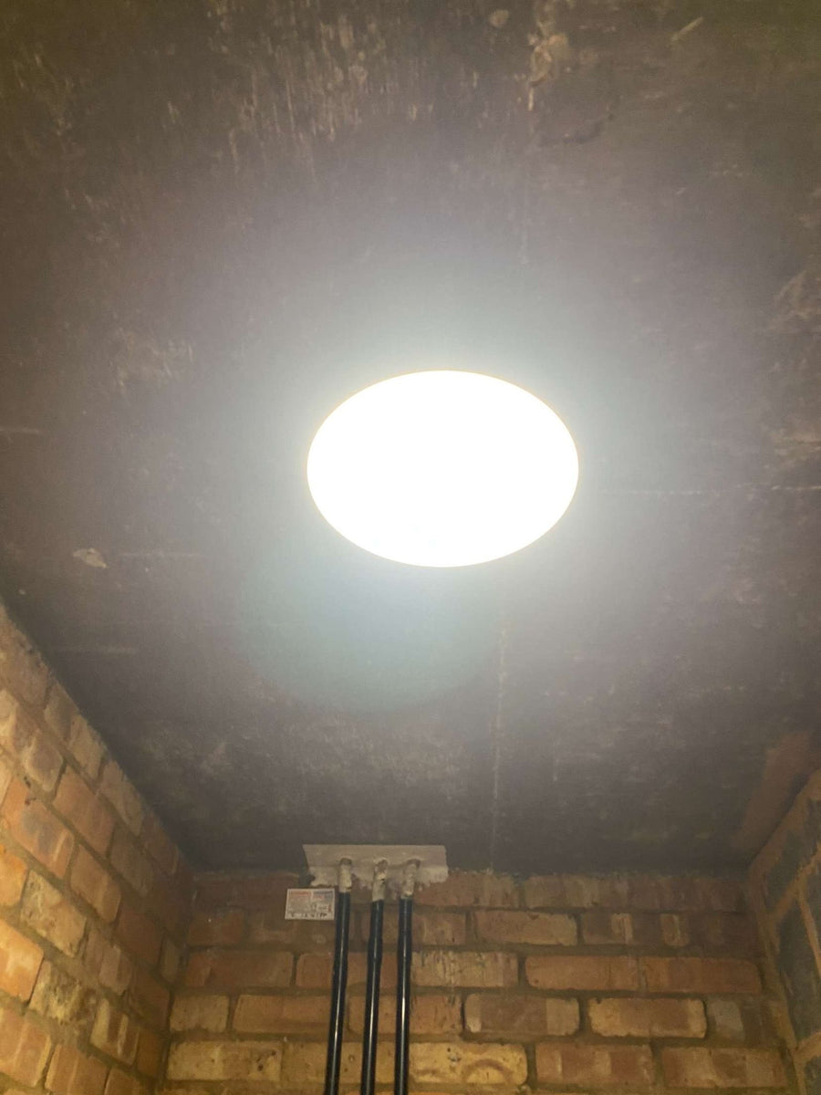LED light in a covered entrance